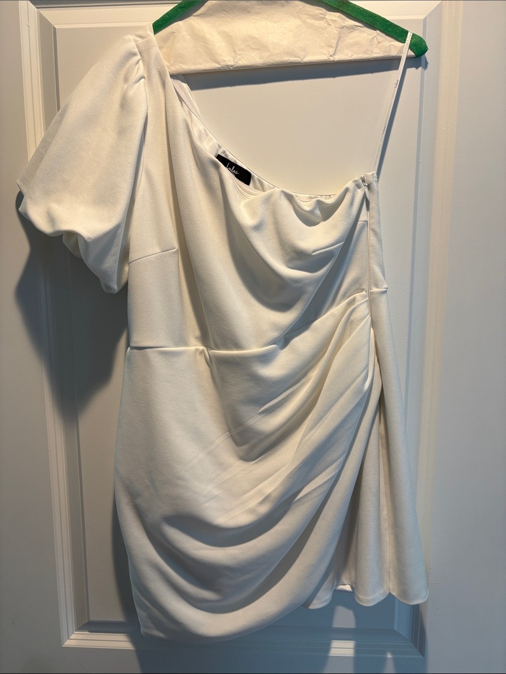 Lulu's White One-Shoulder Draped Mini Dress